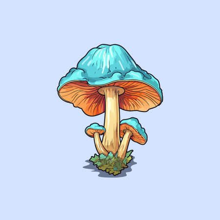 chanterelle mushroom kawaii cartoon illustrationのイラスト素材