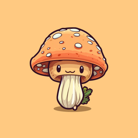 beech mushroom kawaii cartoon illustrationのイラスト素材