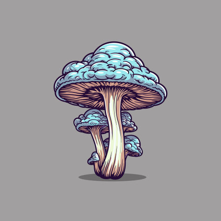 black trumpet mushroom kawaii cartoon illustrationのイラスト素材