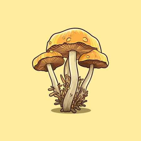 cantharellus cibarius kawaii cartoon illustrationのイラスト素材