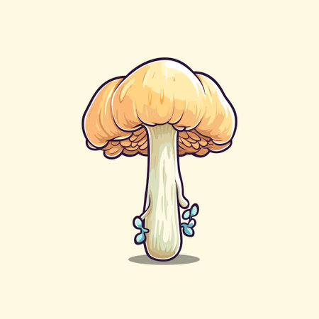 enoki mushroom kawaii cartoon illustrationのイラスト素材