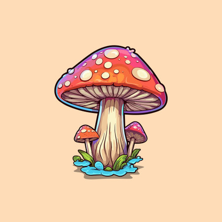cremini mushroom kawaii cartoon illustrationのイラスト素材