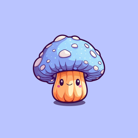 portobello mushroom kawaii cartoon illustrationのイラスト素材