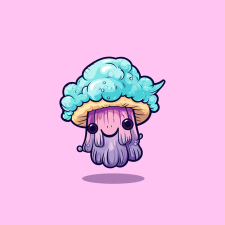 tricholoma matsutake kawaii cartoon illustrationのイラスト素材