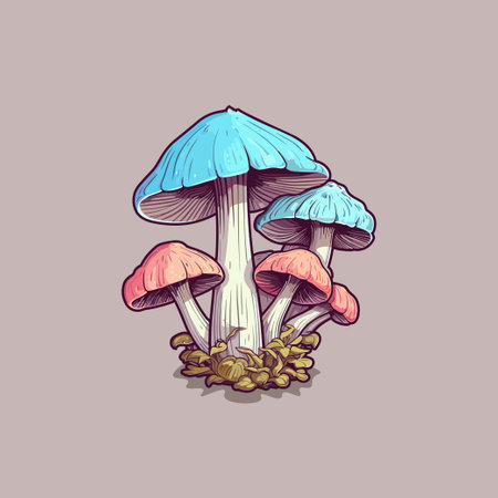 oyster mushroom kawaii cartoon illustrationのイラスト素材