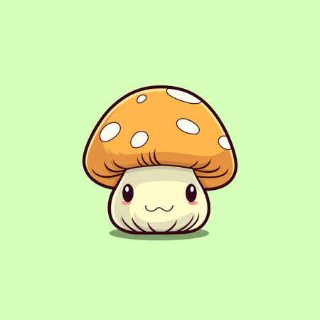 porcini mushroom kawaii cartoon illustrationのイラスト素材