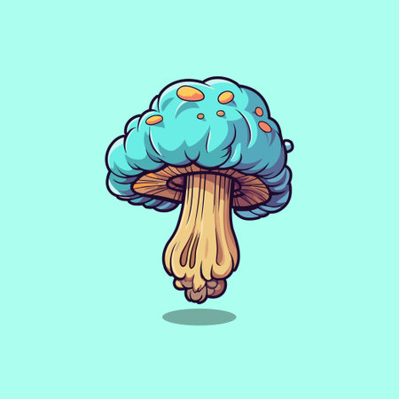 paddy straw mushroom kawaii cartoon illustrationのイラスト素材