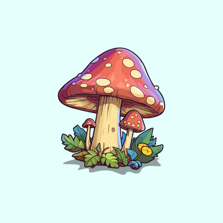 porcini mushroom kawaii cartoon illustrationのイラスト素材