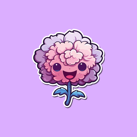 carnation sticker. kawaii cartoon illustrationのイラスト素材