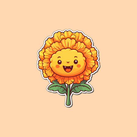 marigold sticker. kawaii cartoon illustrationのイラスト素材