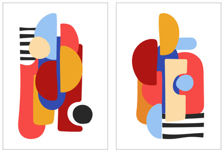 Abstraction in a modern style on a white background. The background of the decor element of artistic painting. Colorful vector art design. vectorset.のイラスト素材