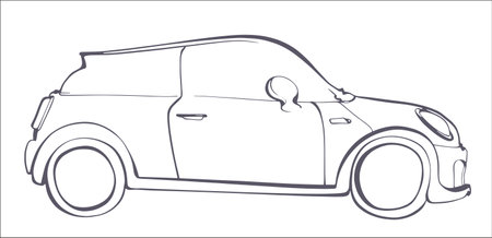 Black car in a linear style on a white background. vector art. Vector illustration design. Outline simple vector illustration.のイラスト素材