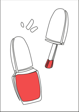 Vector illustration of nail polish with a brush. Beautiful illustration in a linear style. beauty product.のイラスト素材