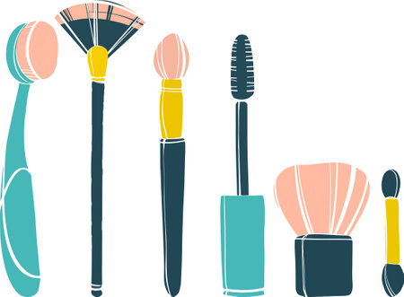 Makeup brushes on a transparent background. Abstract makeup brush. Graph vector illustration.のイラスト素材