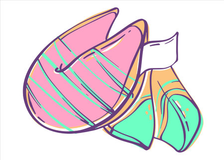 Chinese fortune cookie in flat style. Asian traditional food. Vector illustration isolated on white background.のイラスト素材