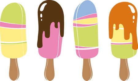 Ice cream in abstract style on a white background. sweet food. Multicolor ice cream. summer dessert. fresh healthy food.のイラスト素材