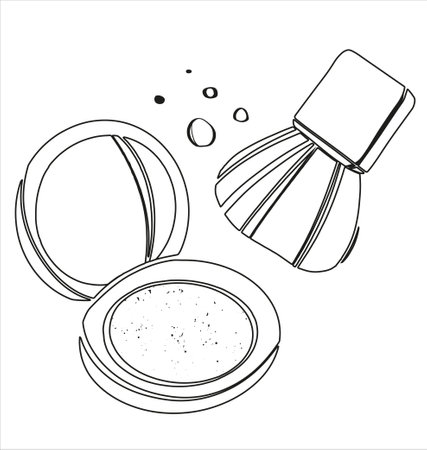 Vector illustration of a jar of cosmetics. Compact face powder. Beautiful black packaging. beauty product.のイラスト素材