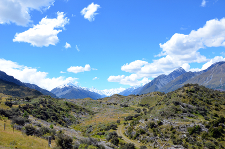 Trees cut down in pristine mountain wildernessの写真素材
