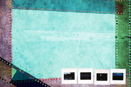 Colorful grunge and vintage textured film strip and photographic slides backgroundの写真素材