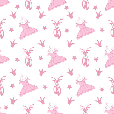 vector seamless pattern with the image of ballet clothes and Pointe shoesのイラスト素材
