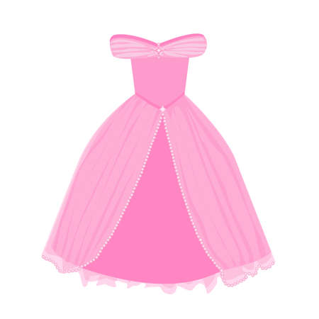 vector image of pink princess dress for little girl on a white backgroundのイラスト素材