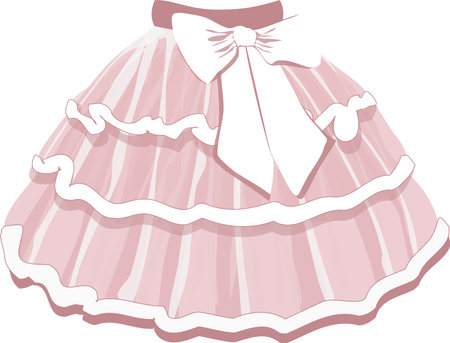 vector image of a childrens puffy tutu skirt of a ballerina in pink on a white backgroundのイラスト素材