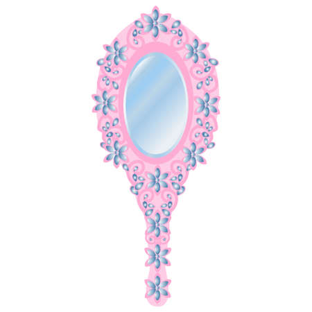 vector illustration of the magic hand mirror of the princess in pink and blue tones on a white backgroundのイラスト素材