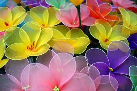 Multi coloured Artificial Flowersの写真素材