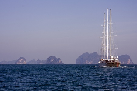 Superyact sailing in Krabi province, Thailandの写真素材