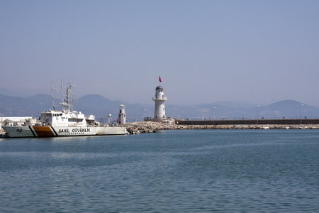 Turkish coastguard in Alanya Harbourのeditorial素材