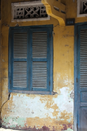 Shuttered window, Hoi An, Vietnamの写真素材