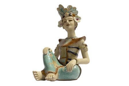 Balinese ceramic figure isolated on white backgroundの写真素材