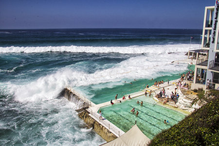 BONDI BEACH BATHS, AUSTRALIA - Mar 16TH  People relaxing in Bondi baths on March 16th 2013  Bondi is one of the most famous beaches in the world のeditorial素材