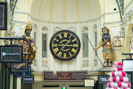 Melbourne, Australia-March 18th 2013  Clock in Royal Arcade  The arcade was designed by Charles Webb and constructed in 1869 のeditorial素材