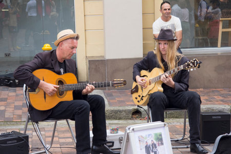 Sydney, Australia- 23th March 2013: Buskers perform in the Rocks area of the city. Buskers must be approved and can only perform in permitted areas in Sydney.のeditorial素材