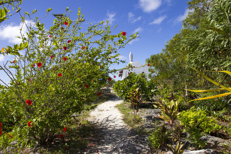 Lifou, New Caledonia  Path leading up to Our Lady of Lourdes Chapel  The chapel was built in 1898 by visiting Catholic missionaries の写真素材