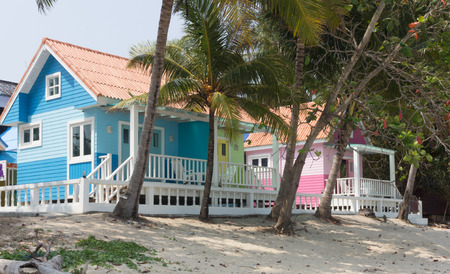 Colourful bungalows on the beach in Thailandの写真素材