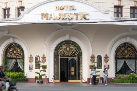 Ho Chi Minh CIty, Vietnam-Nove 3rd 2013: The hotel Majestic. The hotel was built in French Colonial style.のeditorial素材