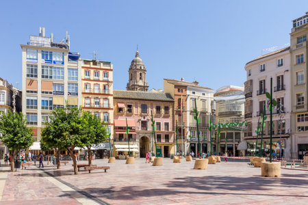 Malaga, Spain-August 26th 2015: The Plaza de la Constitucion. This is a very large square in the centre of the city.のeditorial素材