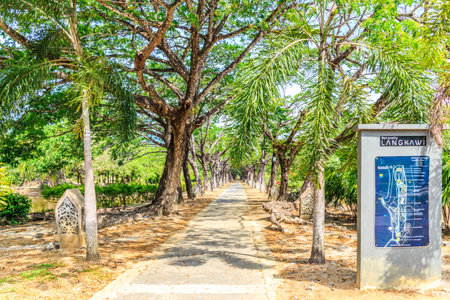 Map and path with trees in Legenda Park, Kuahのeditorial素材