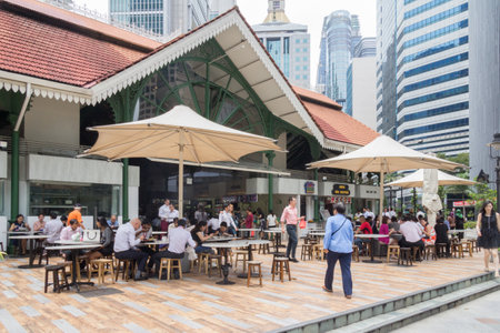 Singapore - 3rd April 2017: Lau Pa Sat Hawker Food Centre. The centre is a popular lunchtime venue...