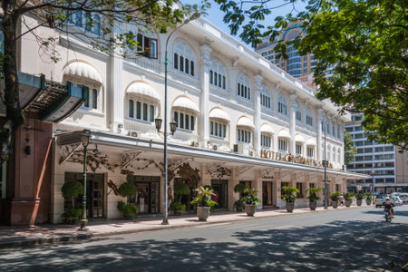 Ho Chi Minh City, Vietnam-February 25th 2010: The Hotel Continental Saigon. The hotel was built in 1880 during the French colonial period.のeditorial素材