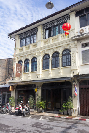 Phuket, Thailand - October 13th 2015: The Romanee Classic Guesthouse, Old Phuket Town. Many new accommodations have sprung up in the town.のeditorial素材