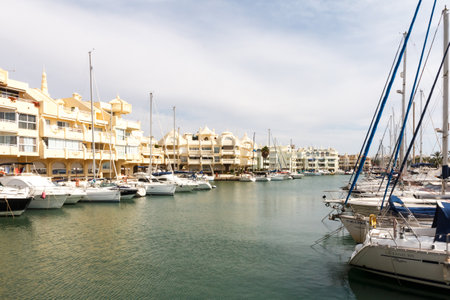 Benalmadena, Spain - September 4th 2015: Boats moored in the marina. The port has a capacity of over a thousand moorings.のeditorial素材