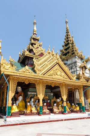 Yangon, Myanmar - May 6th 2014: Buildings in Shwedagon Pagoda. The pagoda is the most sacred in all of Myanmar.のeditorial素材