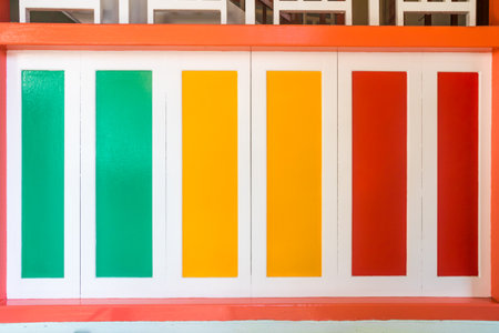 Colourful window shutters on a building in SIngaporeのeditorial素材