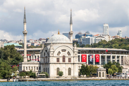 Istanbul, Turkey - August 30th 2019: The DolmabahÃ§e Mosque. The mosque was completed in 1855のeditorial素材