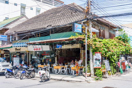 Hua HIn, Thailand - July 13th 2010: Cafe in typical building. The town is a popular tourist destinationのeditorial素材