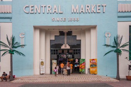Kuala Lumpur, Malaysia - 5th June 2010: People entering the Central Market shopping. The market has been operating since 1888.のeditorial素材