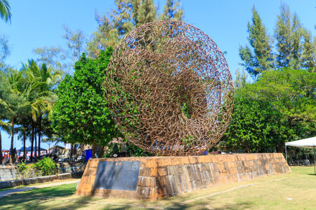 Phuket, Thailand - 8th January 2016: Tsunami memorial sculpture, "Heart of the Universe" in Kamala beach. The sculpture was created by Thai artist Udon Jiraksa.のeditorial素材